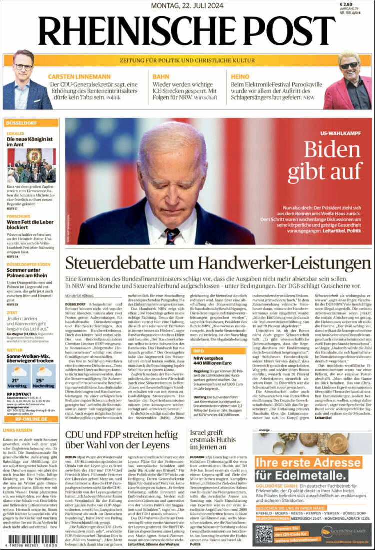 Portada de Rheinische Post (Alemania)