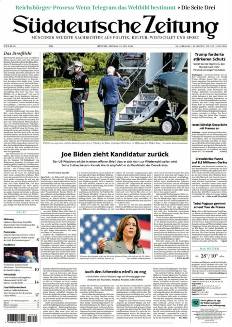 Portada de Sueddeutsche (Alemania)