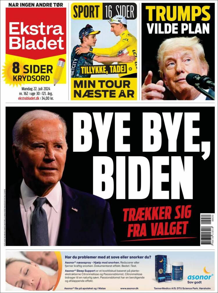 Portada de Ekstra Bladet (Dinamarca)