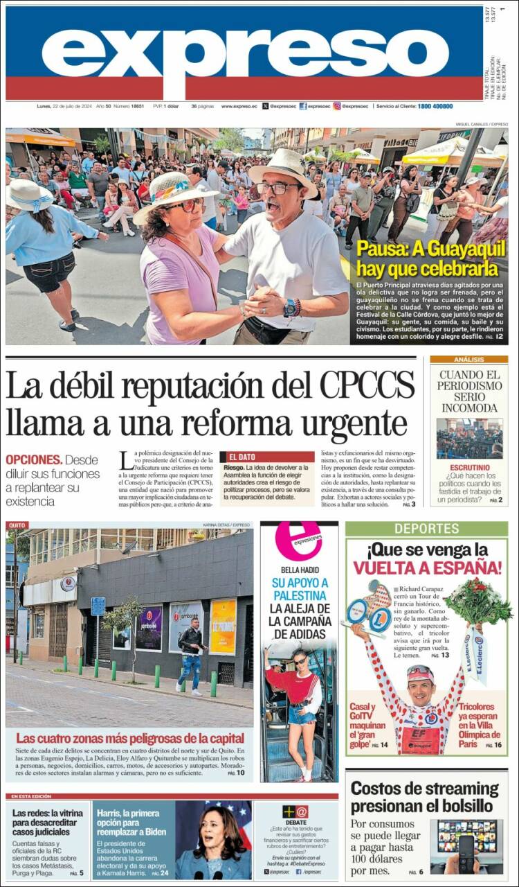 Portada de Expreso (Ecuador)