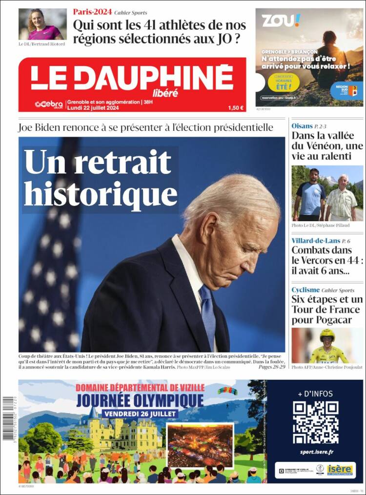 Portada de Le Dauphiné Libéré (Francia)
