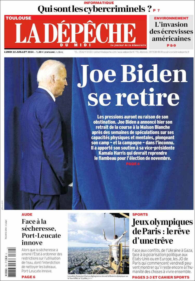 Portada de La Dépêche du Midi (Francia)