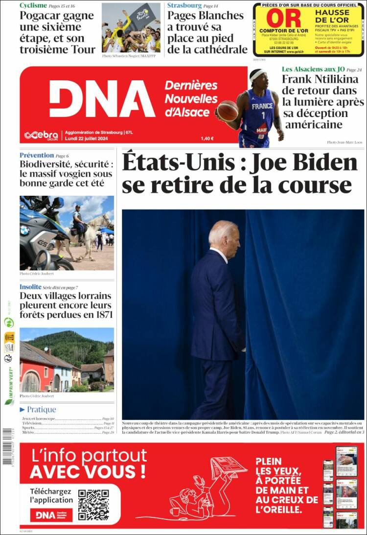 Portada de Les Dernières Nouvelles d'Alsace (Francia)