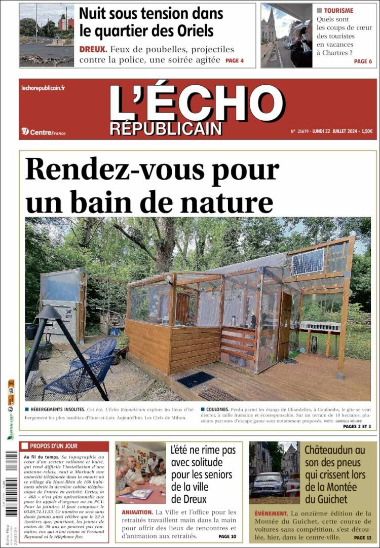Portada de L'Echo Républicain (Francia)