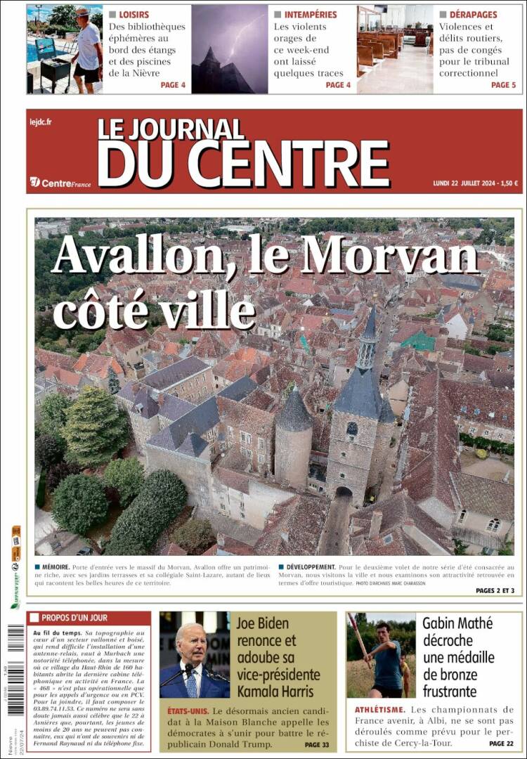 Portada de Le Journal du Centre (Francia)