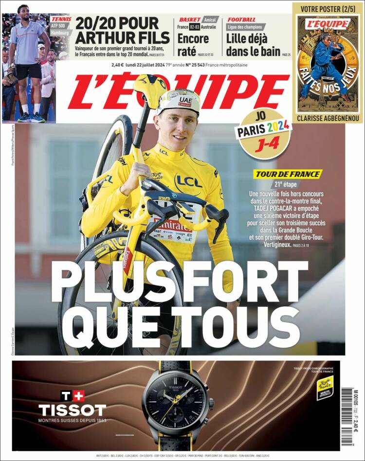 Portada de L'Equipe (Francia)