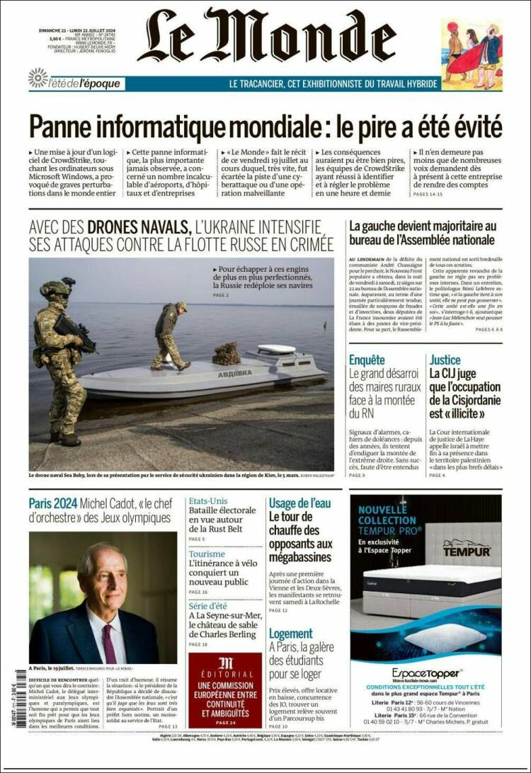 Portada de Le Monde (Francia)