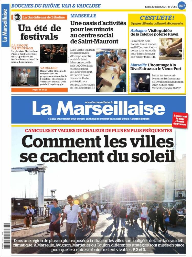 Portada de La Marseillaise (Francia)