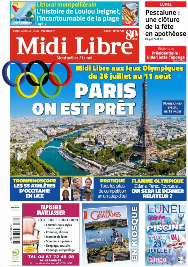 Portada de Midi Libre (Francia)