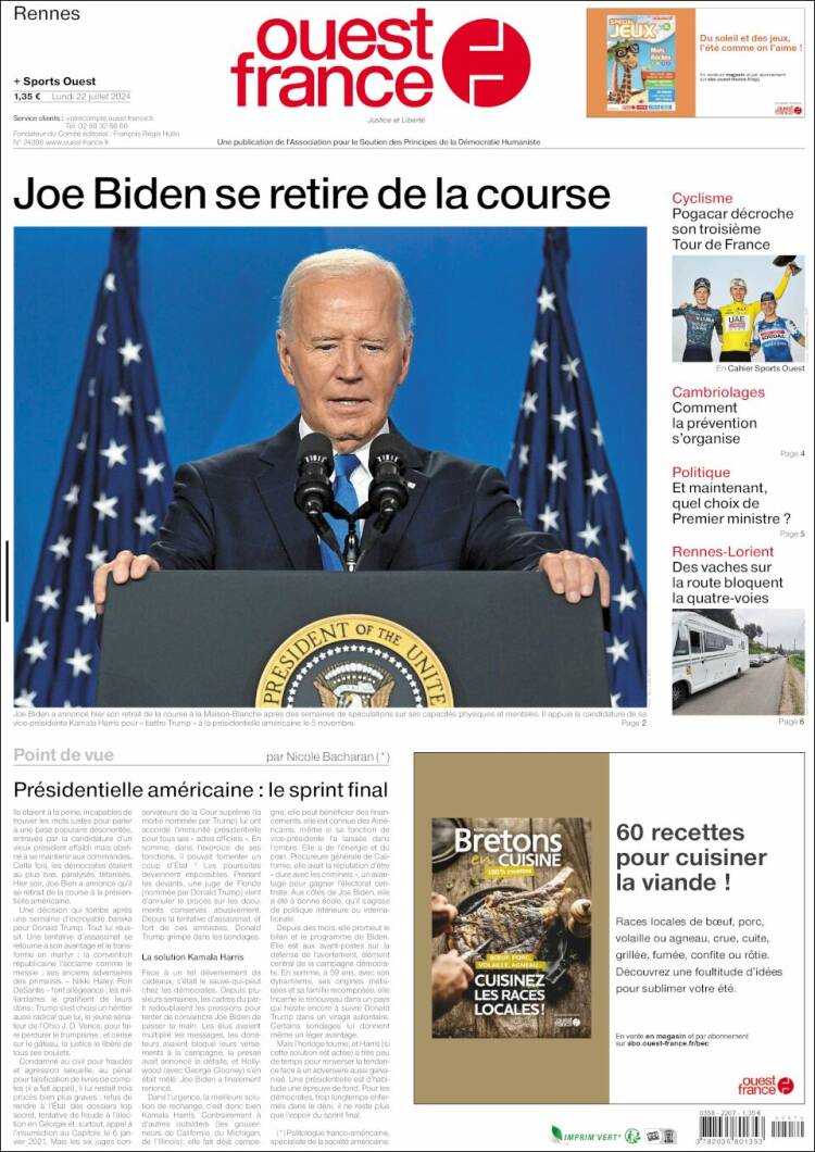 Portada de Ouest France (Francia)