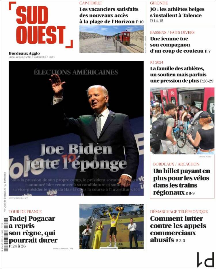 Portada de Sud Ouest (Francia)