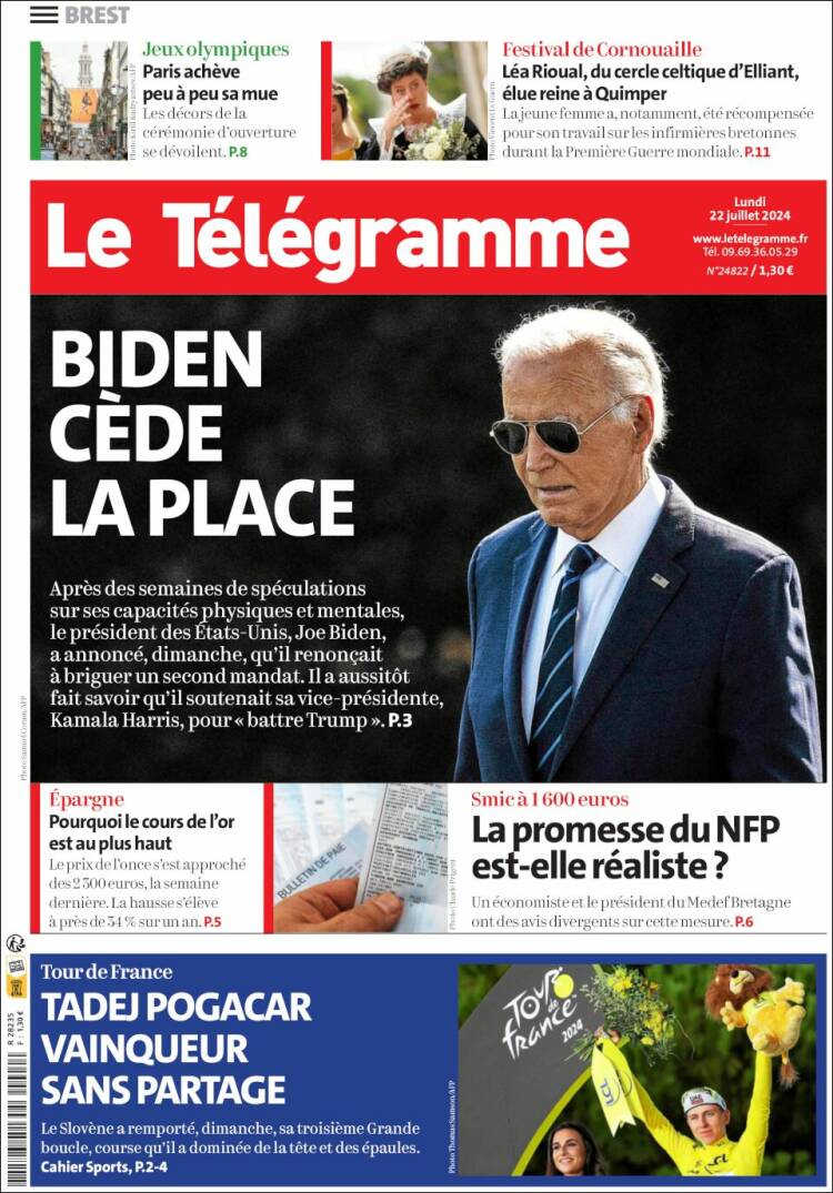 Portada de Télégramme (Francia)