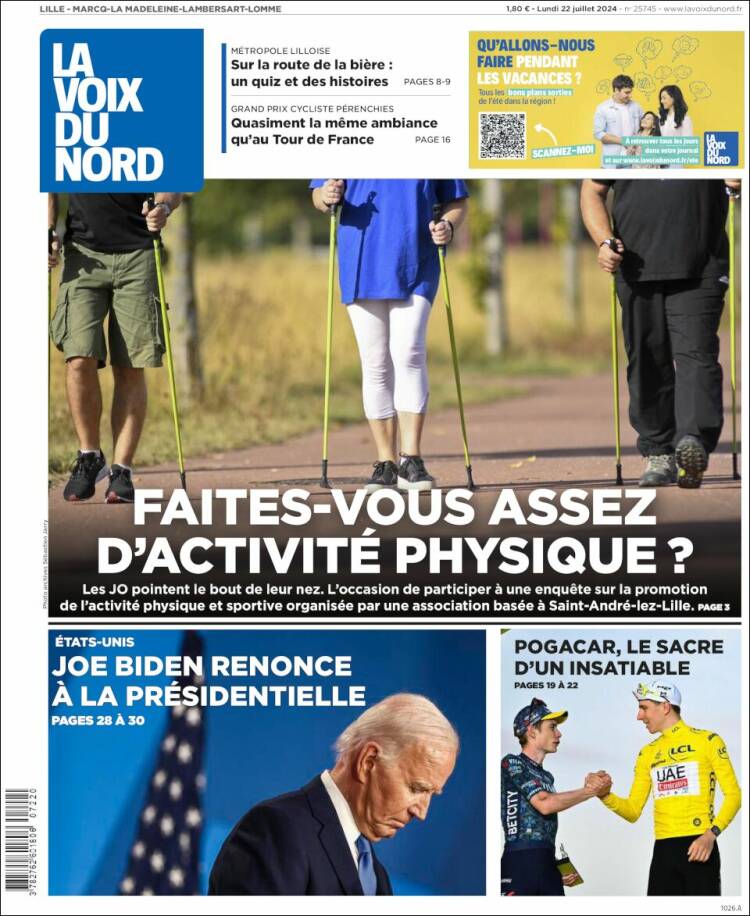 Portada de La Voix du Nord (Francia)