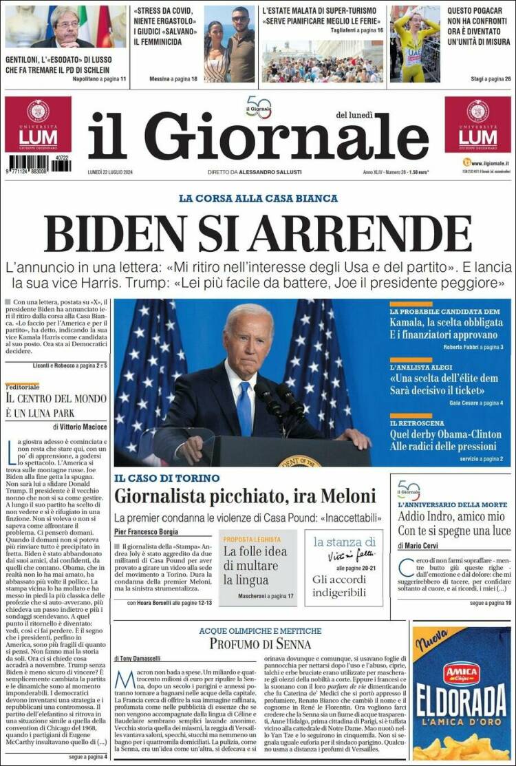 Portada de il Giornale (Italia)