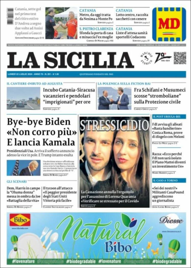 Portada de La Sicilia (Italia)