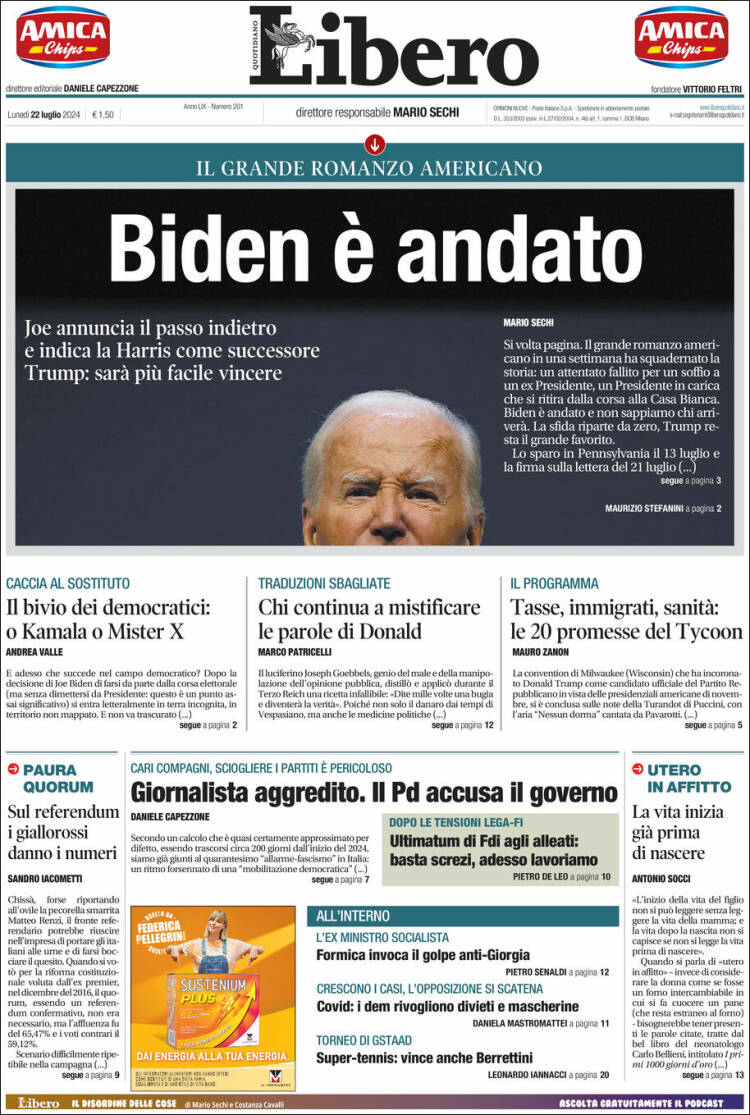 Portada de Libero (Italia)
