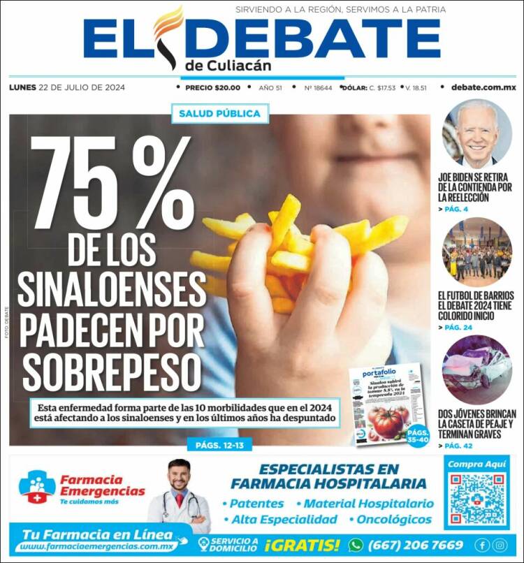 Portada de El Debate de Culiacán (México)