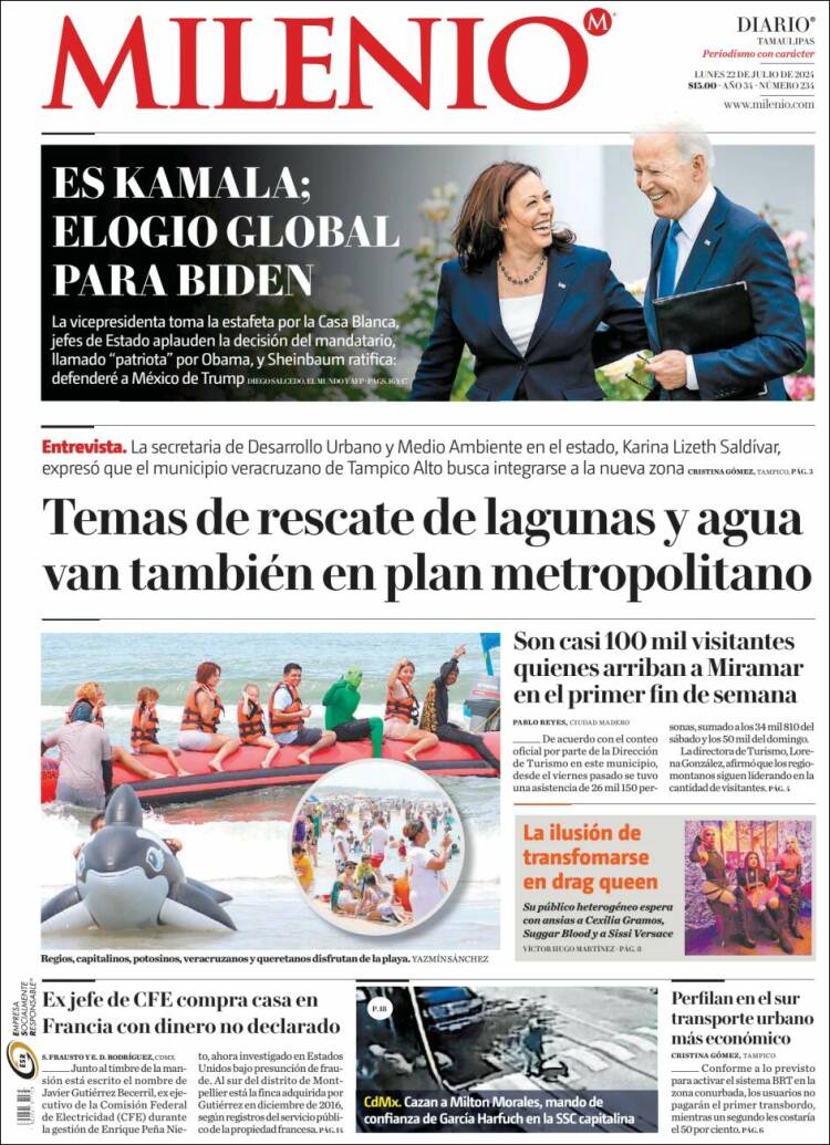 Portada de Milenio - Tamaulipas (México)