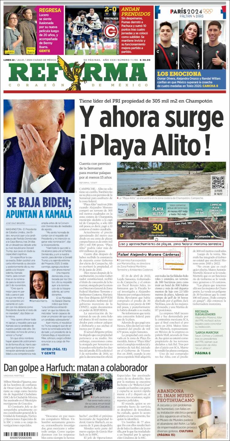 Portada de Reforma (México)