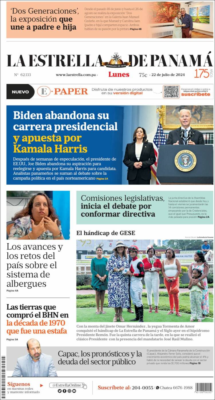 Portada de La Estrella de Panamá (Panam&aacute;)