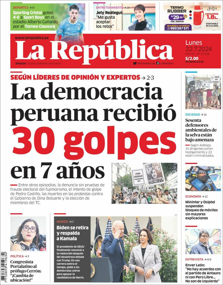 Portada de La Republica (Per&uacute;)