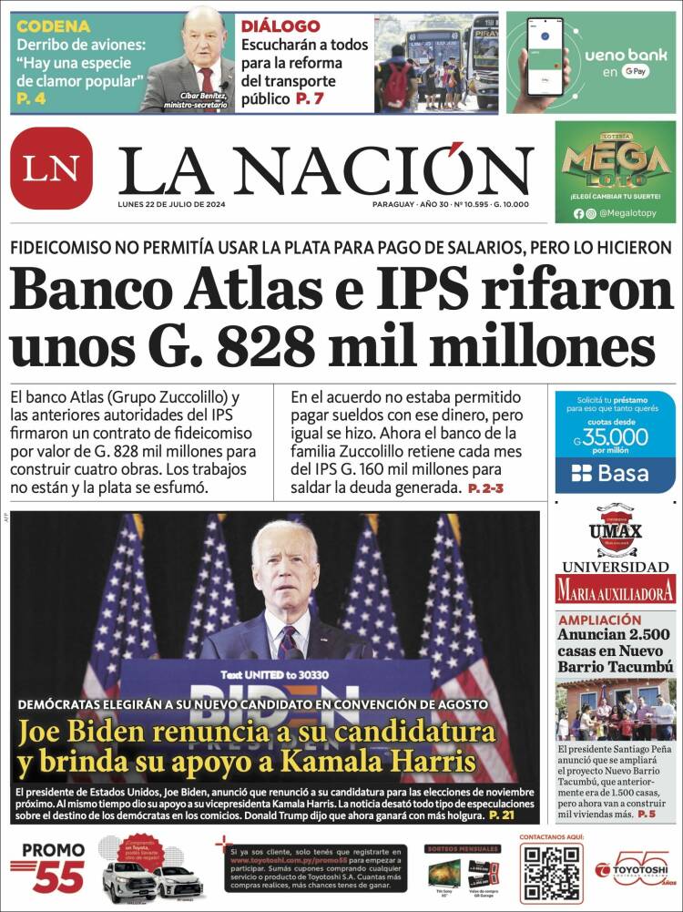 Portada de La Nación (Paraguay)