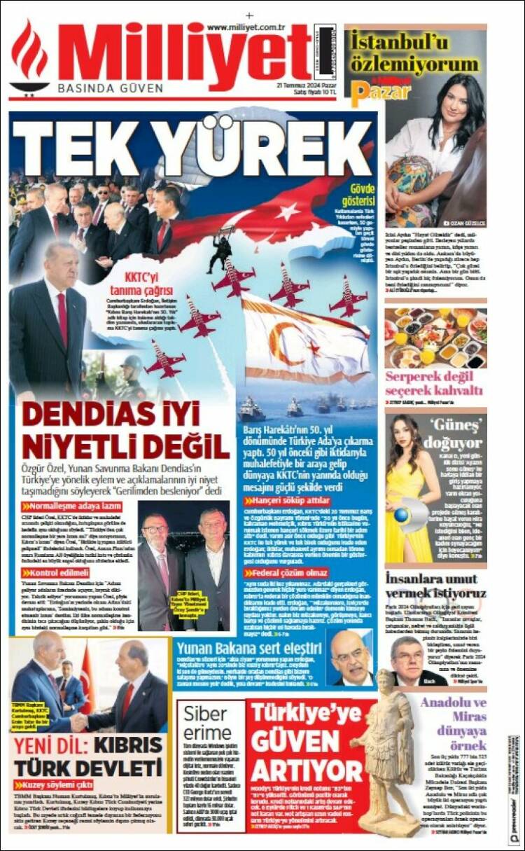 Portada de Milliyet (Turqu&iacute;a)