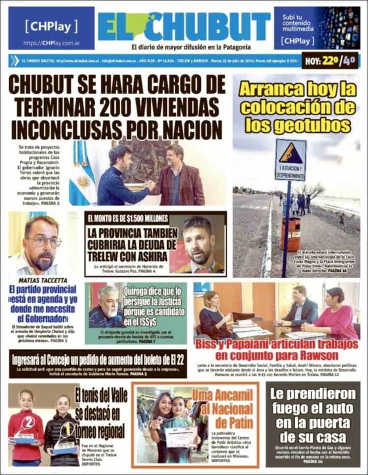 Portada de El Chubut (Argentina)