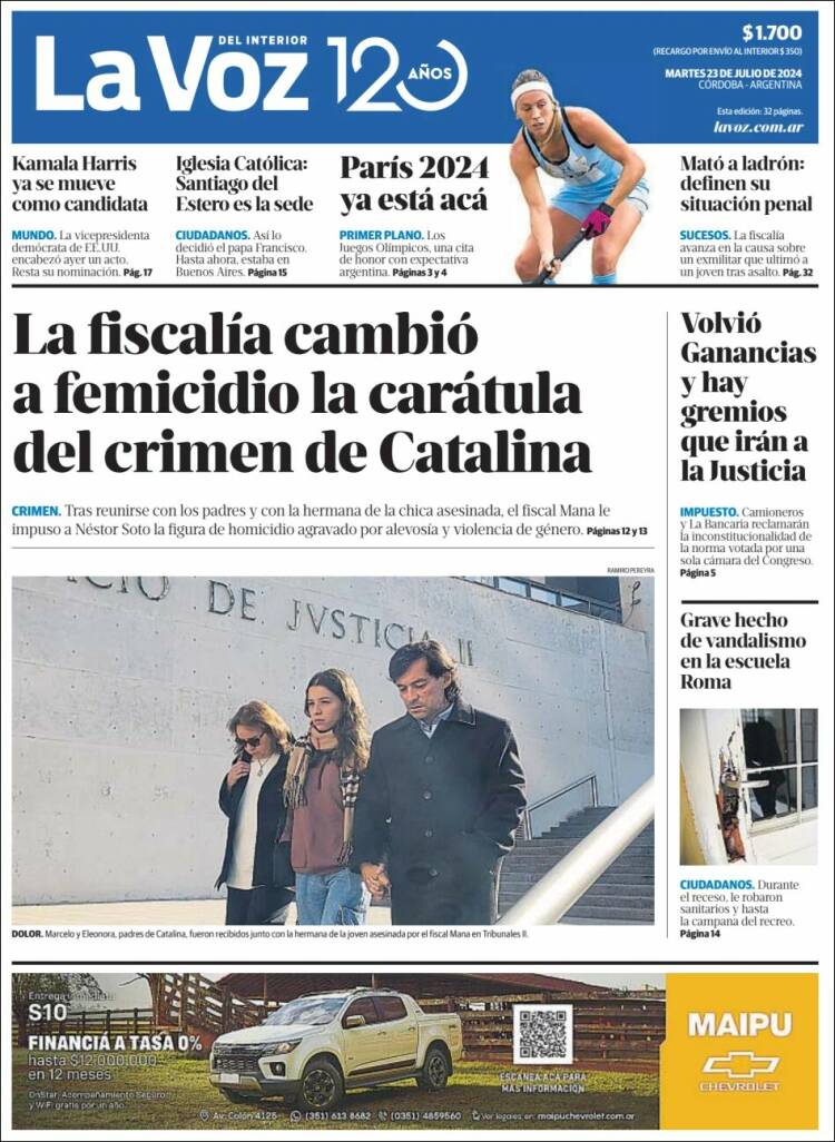 Portada de La Voz del Interior (Argentina)