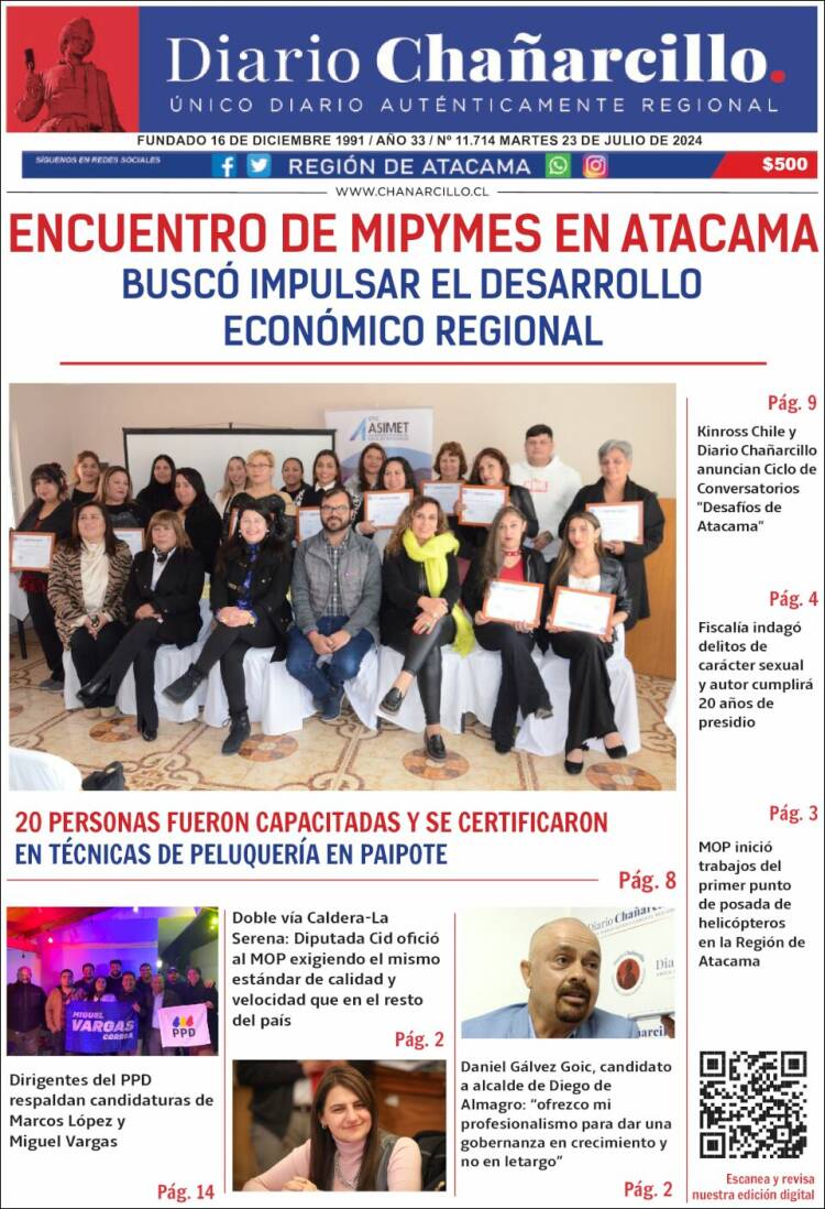 Portada de Diario Chañarcillo (Chile)