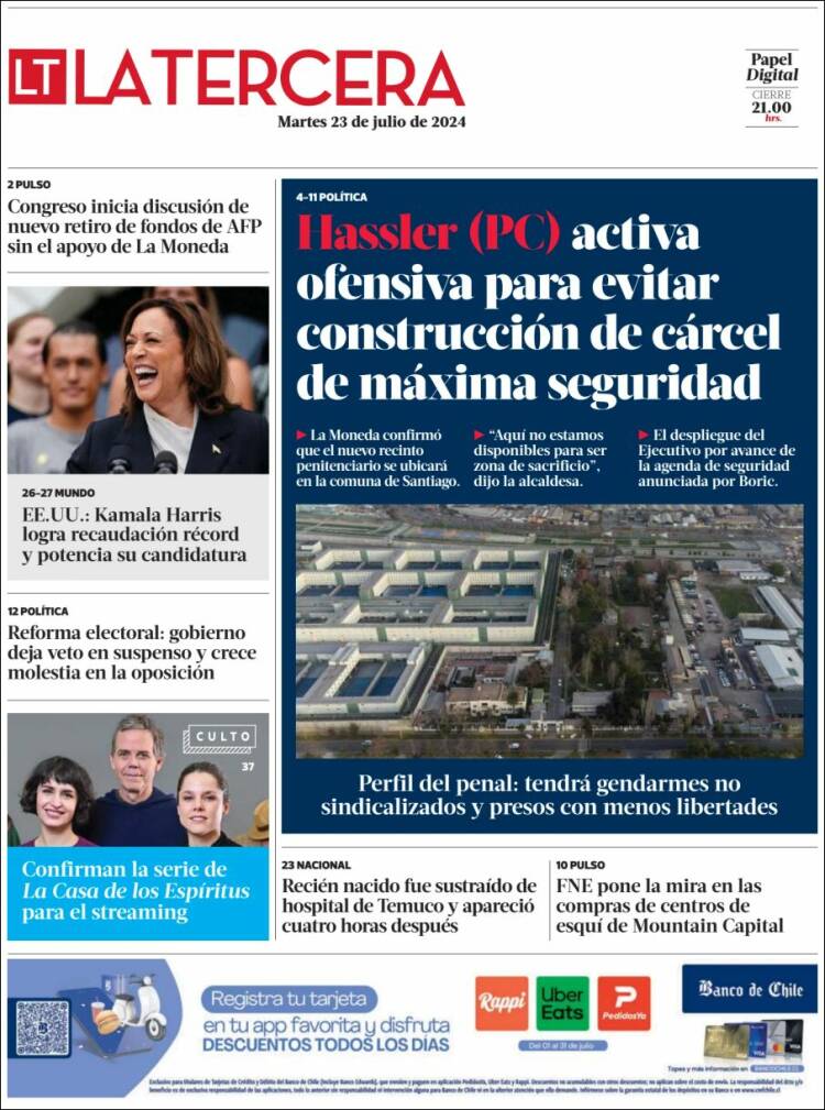 Portada de La Tercera (Chile)