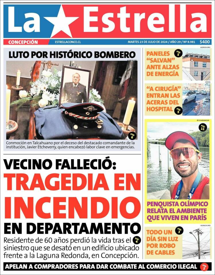 Portada de La Estrella de Concepción (Chile)
