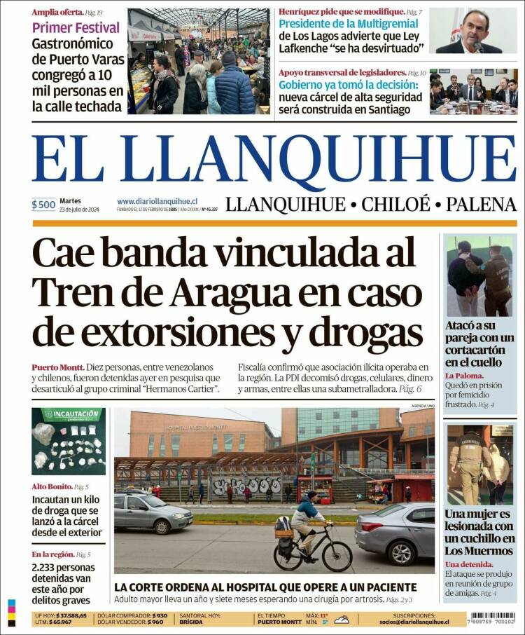 Portada de El Llanquihue (Chile)