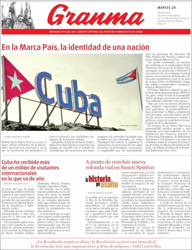 Portada de Granma (Cuba)