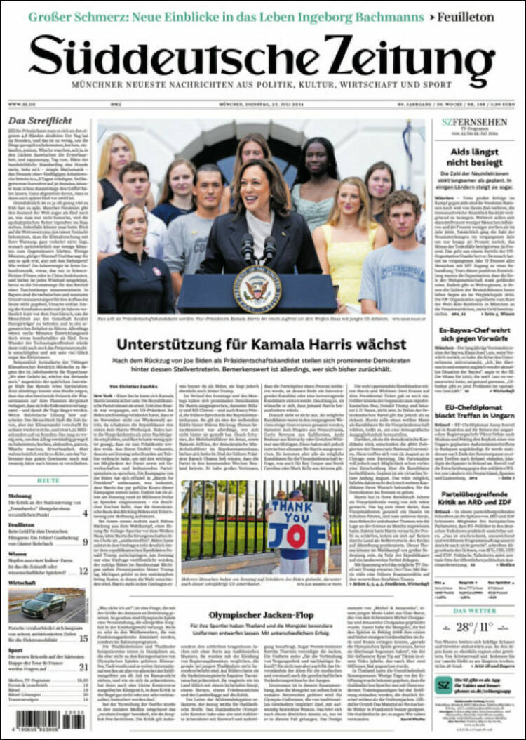 Portada de Sueddeutsche (Alemania)