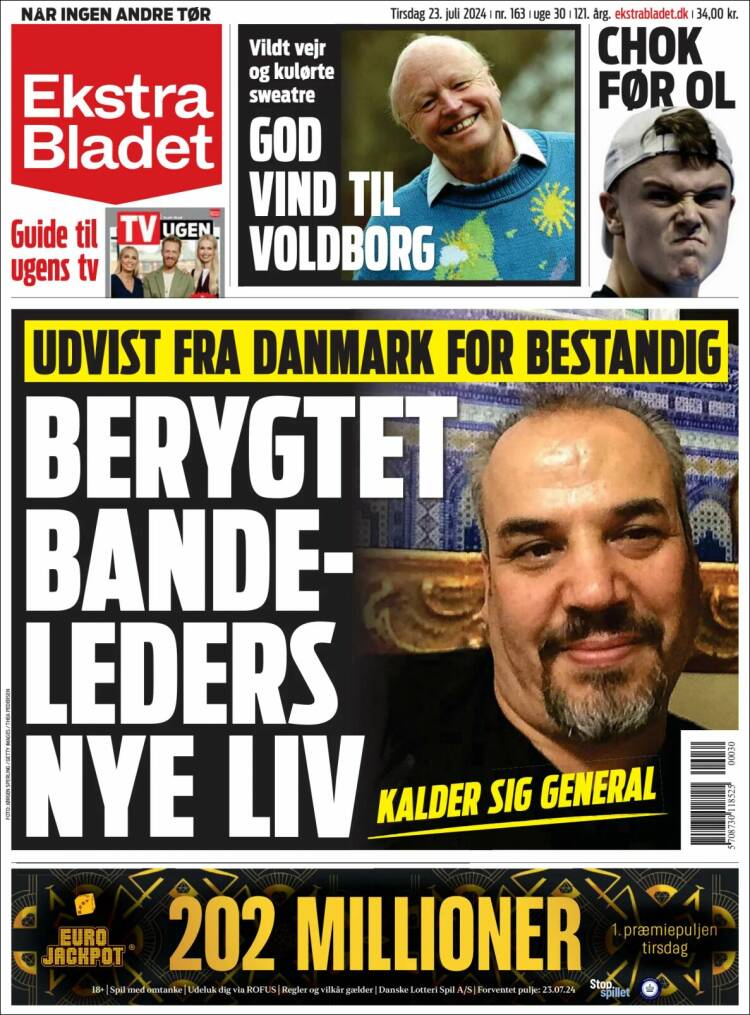 Portada de Ekstra Bladet (Dinamarca)