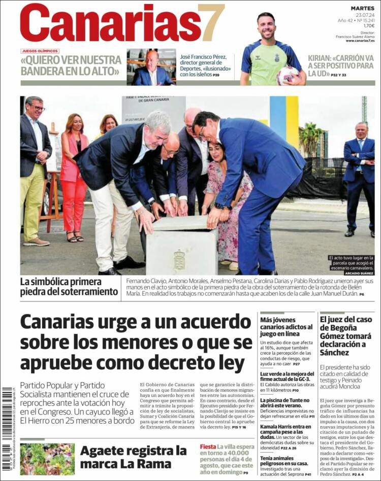 Portada de Canarias 7 (España)