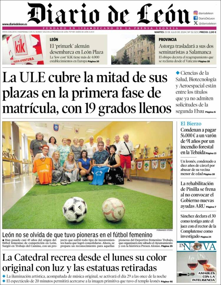 Portada de Diario de León (España)