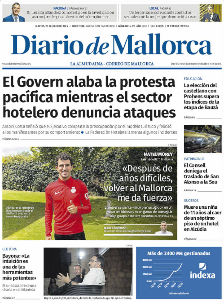 Portada de Diario de Mallorca (España)