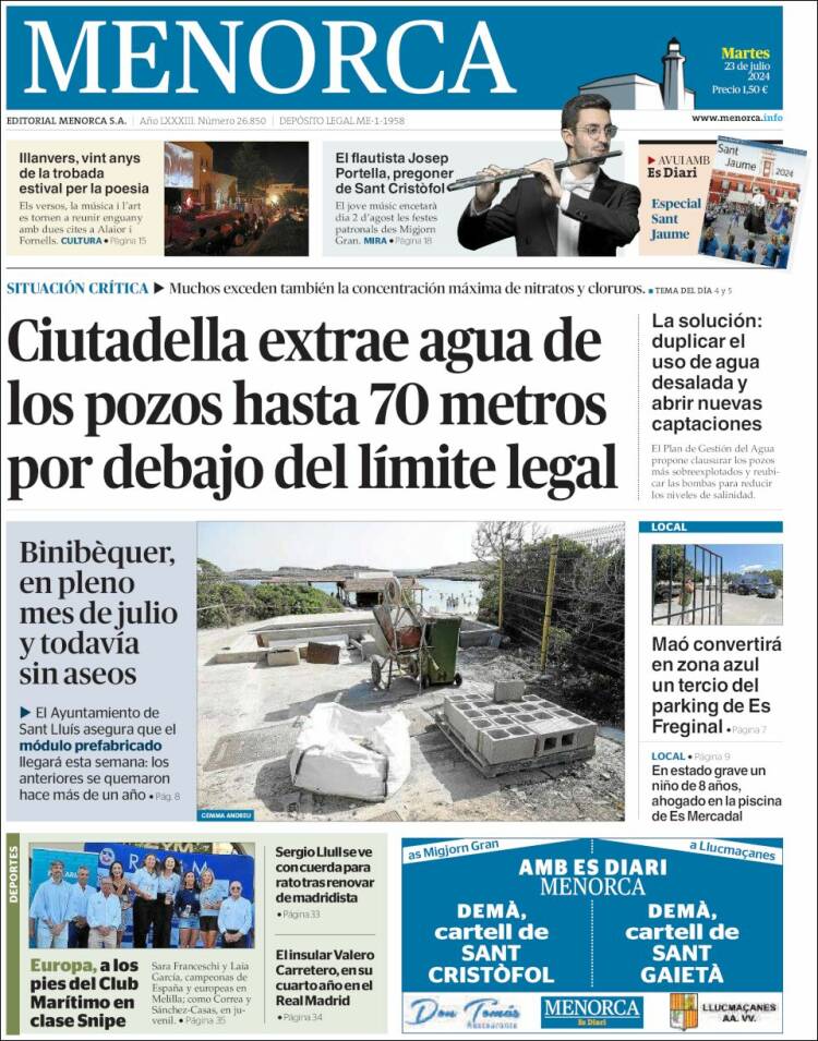 Portada de Menorca - Diario Insular (España)