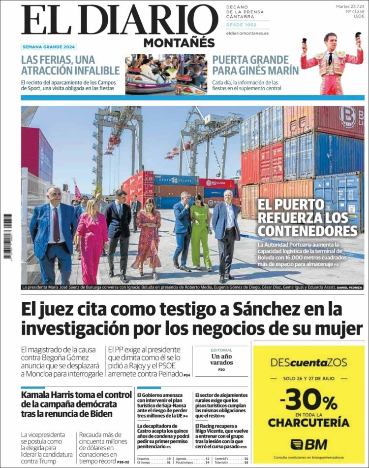 Portada de El Diario Montañés (España)