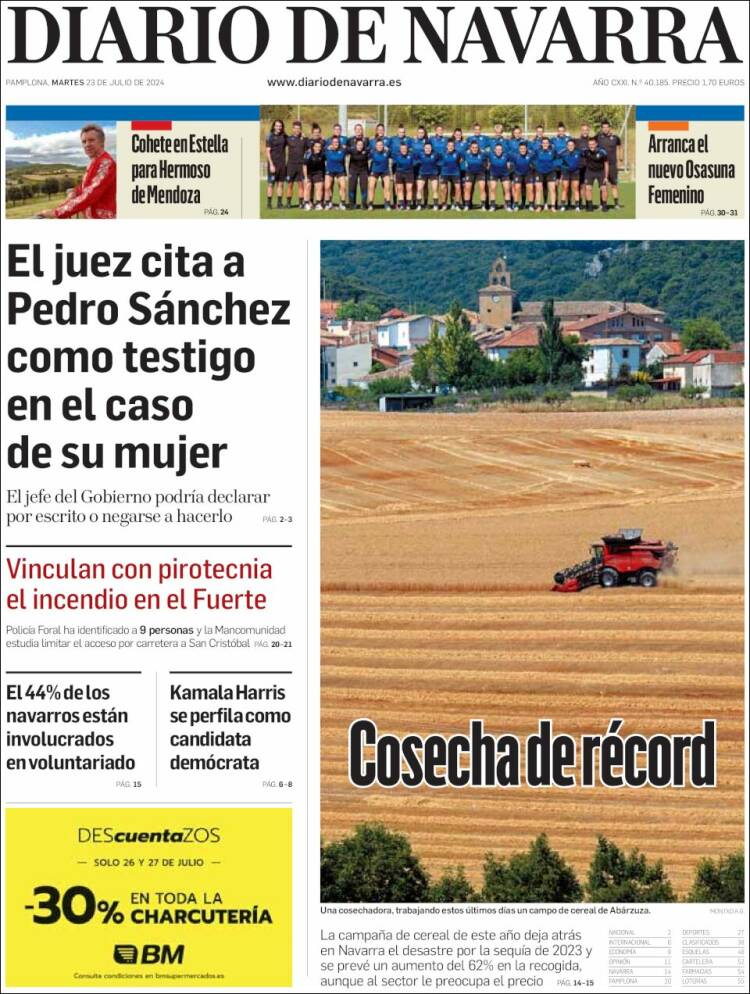 Portada de Diario de Navarra (España)