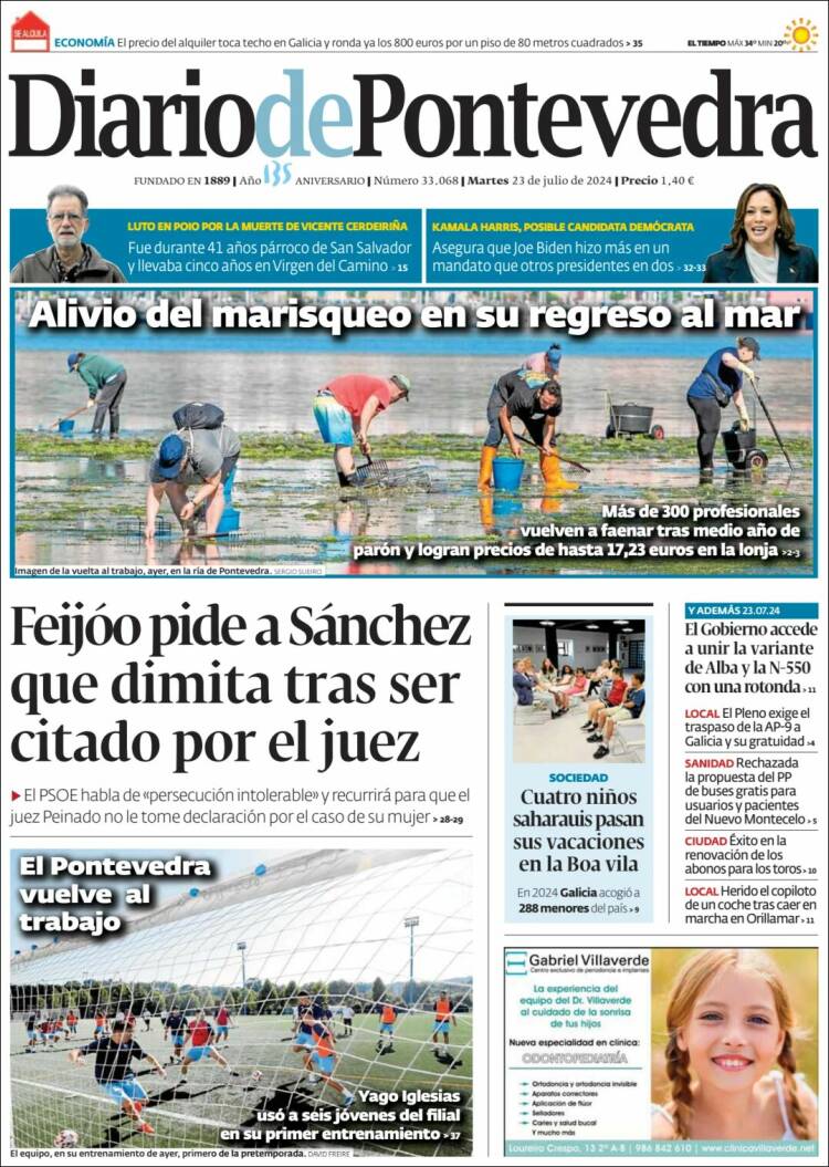 Portada de Diario de Pontevedra (España)