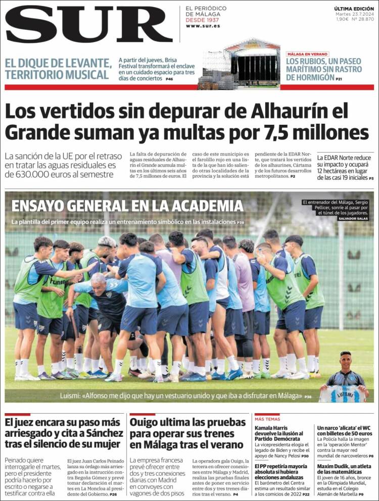 Portada de Diario el Sur (España)