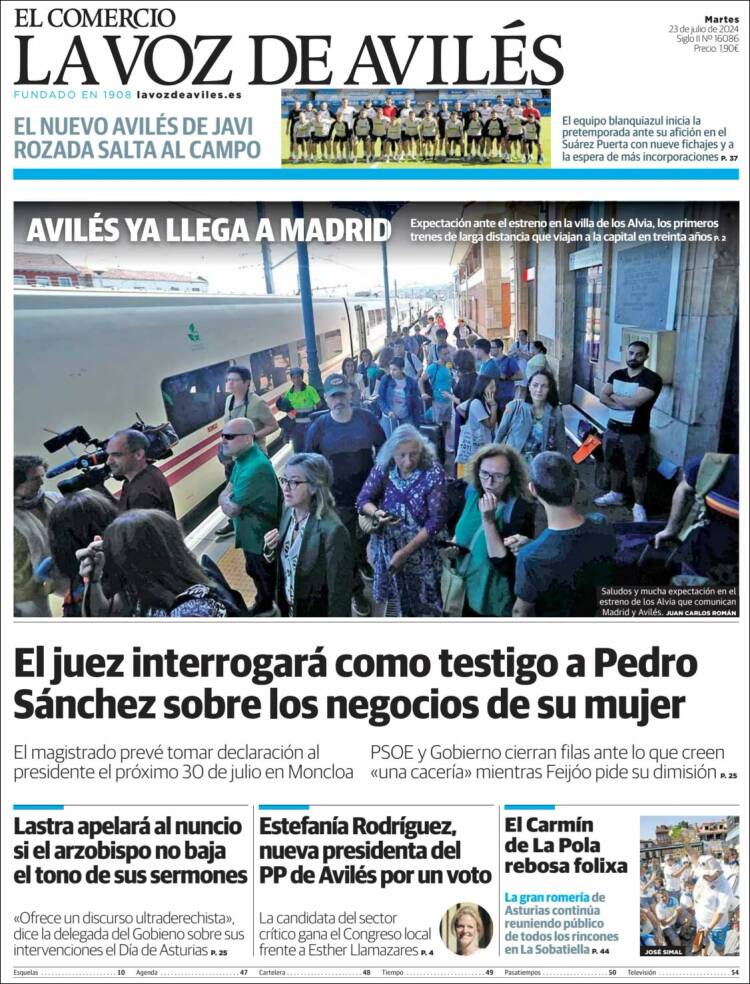 Portada de El Comercio - Avilés (España)