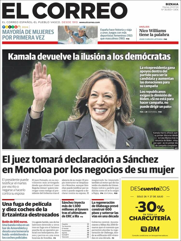 Portada de El Correo (España)