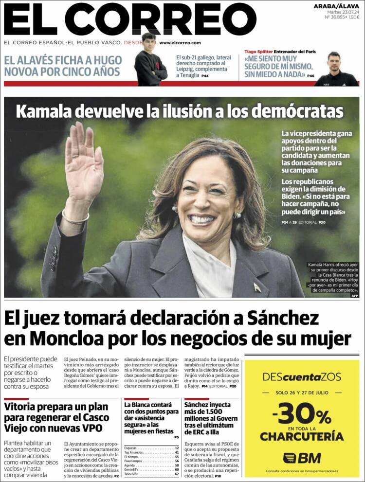 Portada de El Correo - Álava (España)