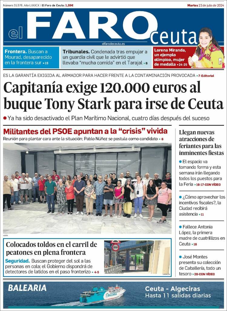 Portada de El Faro de Ceuta (España)