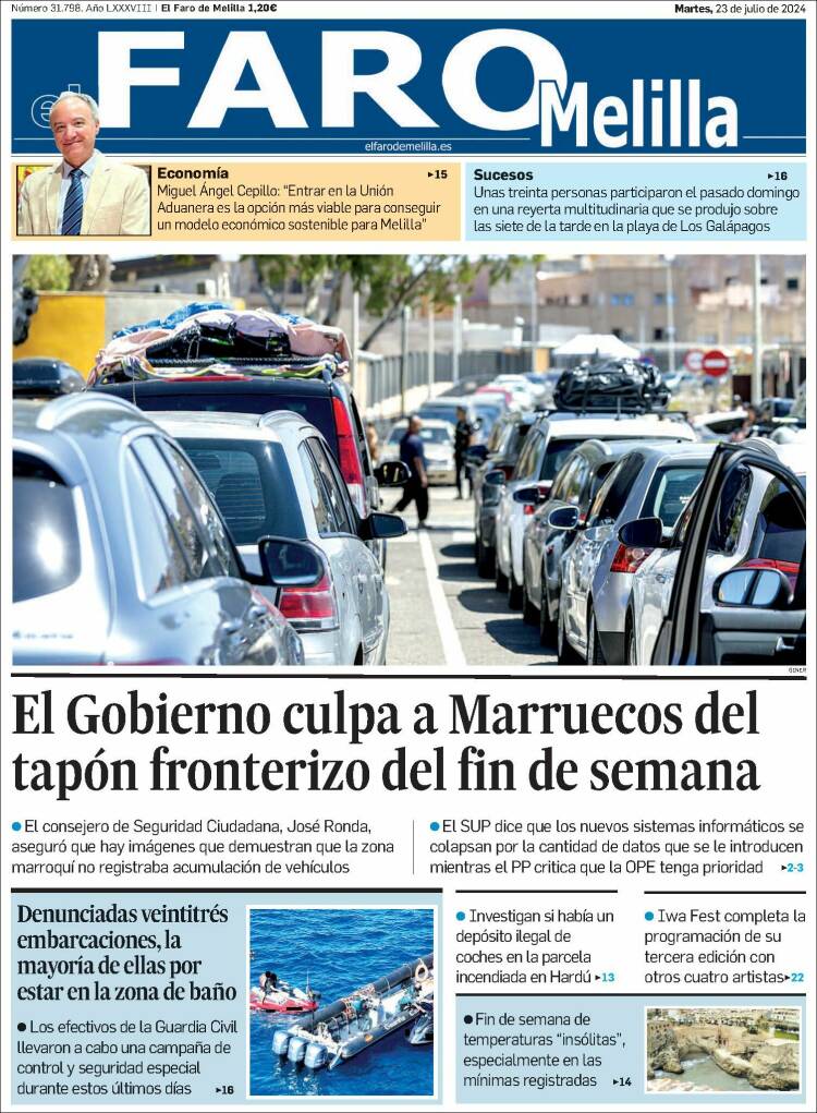 Portada de El Faro de Melilla (España)