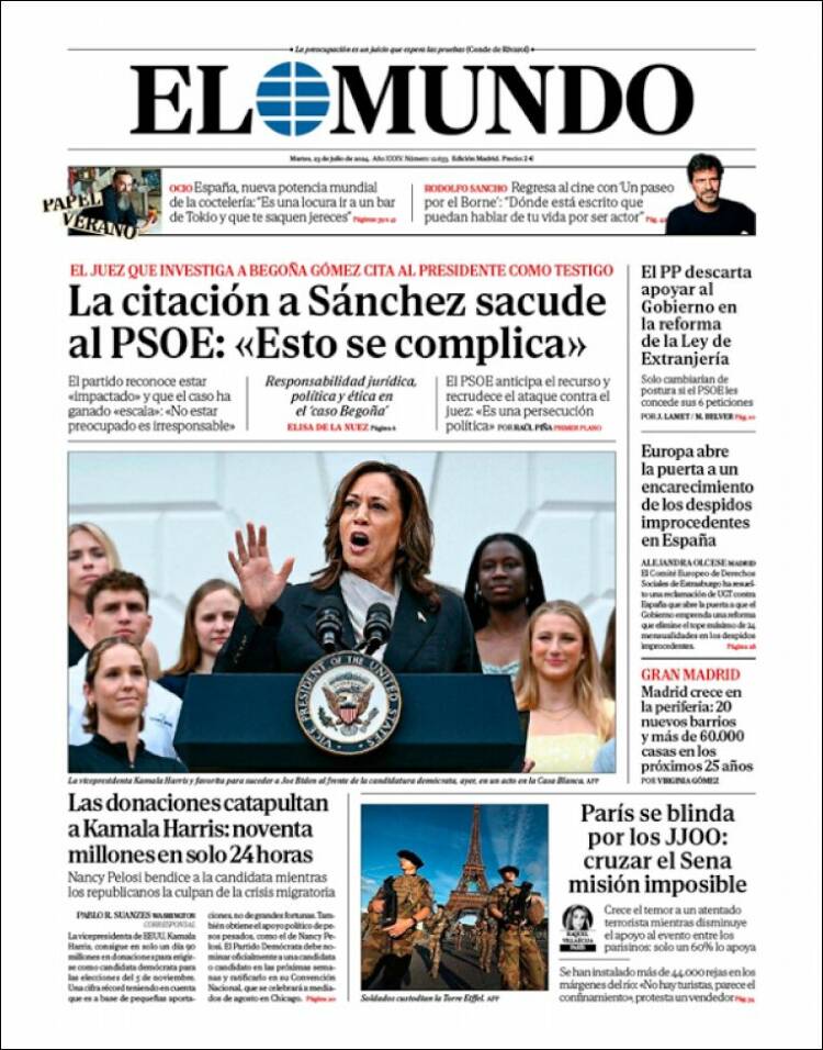 Portada de El Mundo (España)